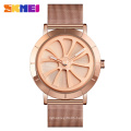 SKMEI Fashion Quartz Watch Men Stylist Personality Design Simple Stainless Steel Band 3Bar Waterproof Luminous montre homme 9204